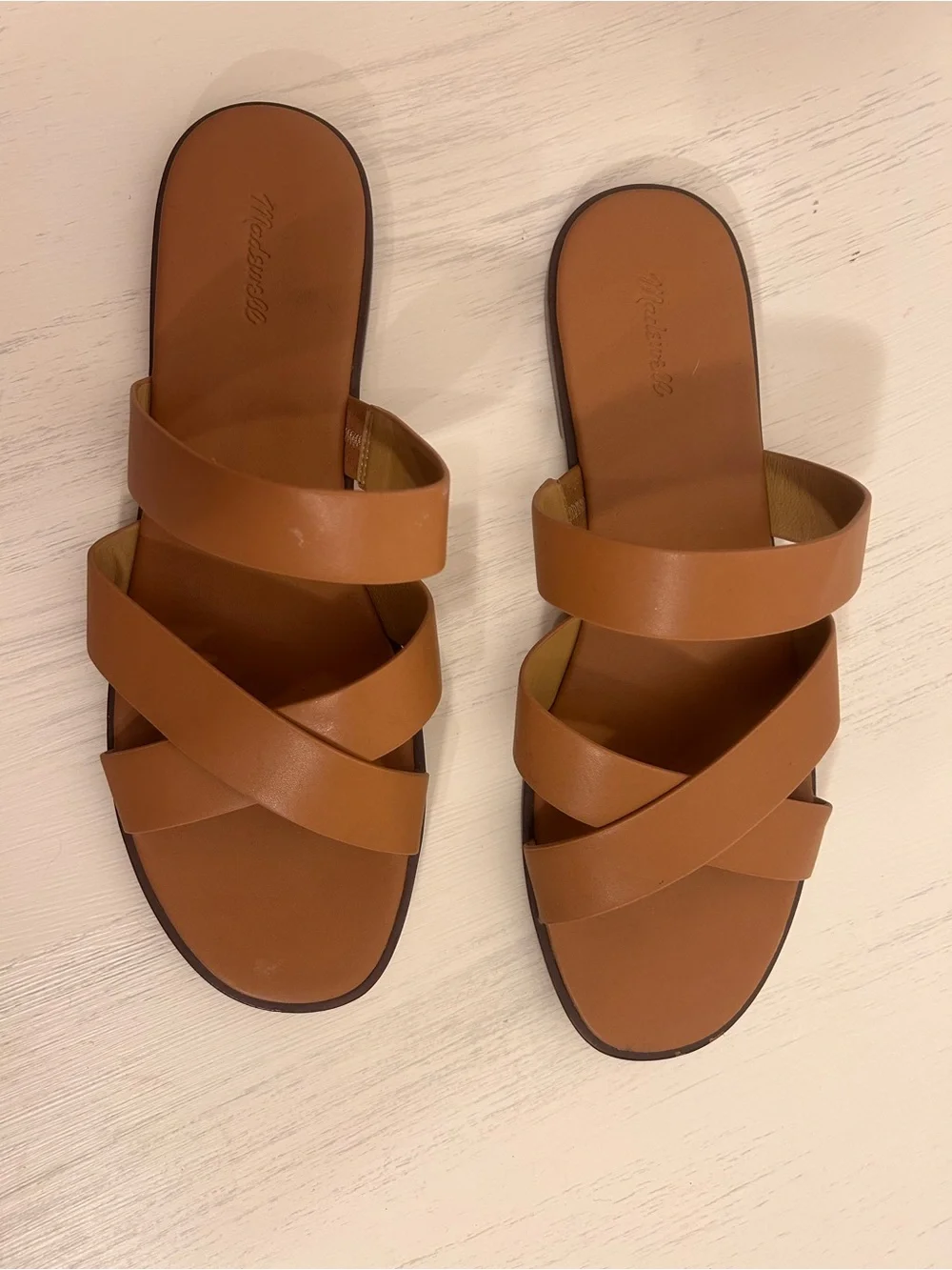 Madewell Cognac Crisscross Slide Sandals